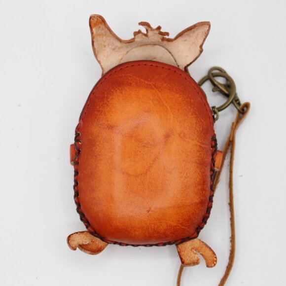 Handmade Genuine Leather Squirrel Coin Purse Wristlet - Picture 3 of 3